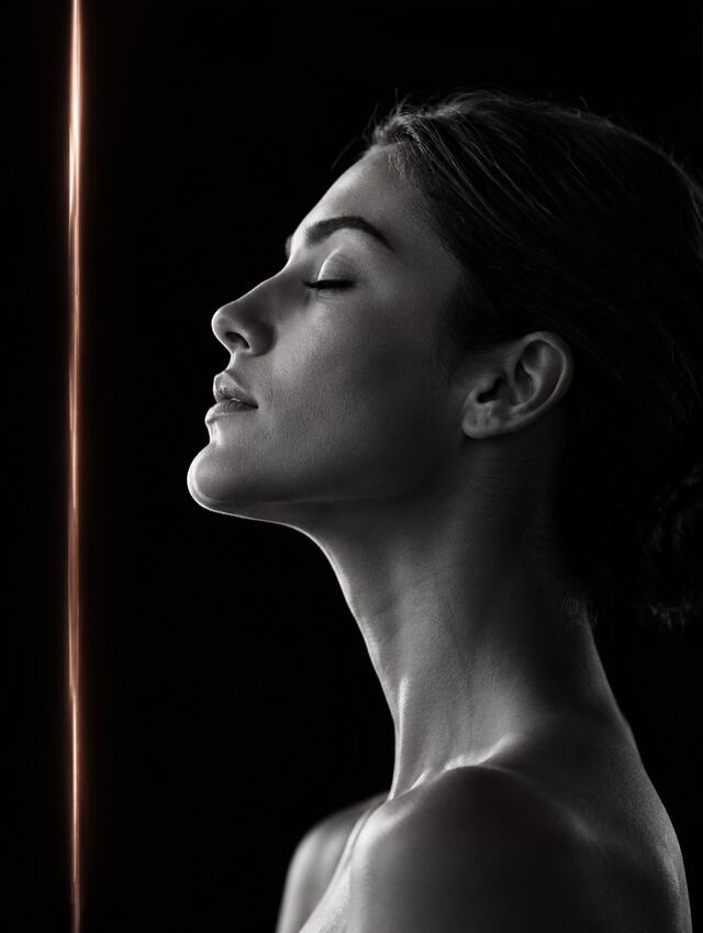Black and white profile of a virtual talent